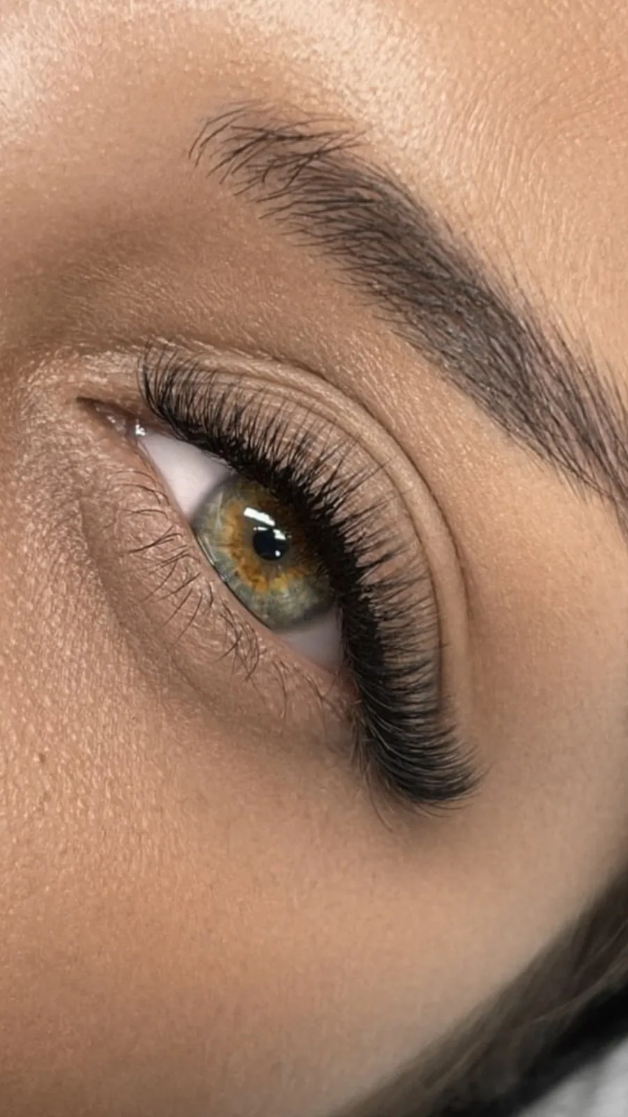 Defined volume lashes, side view