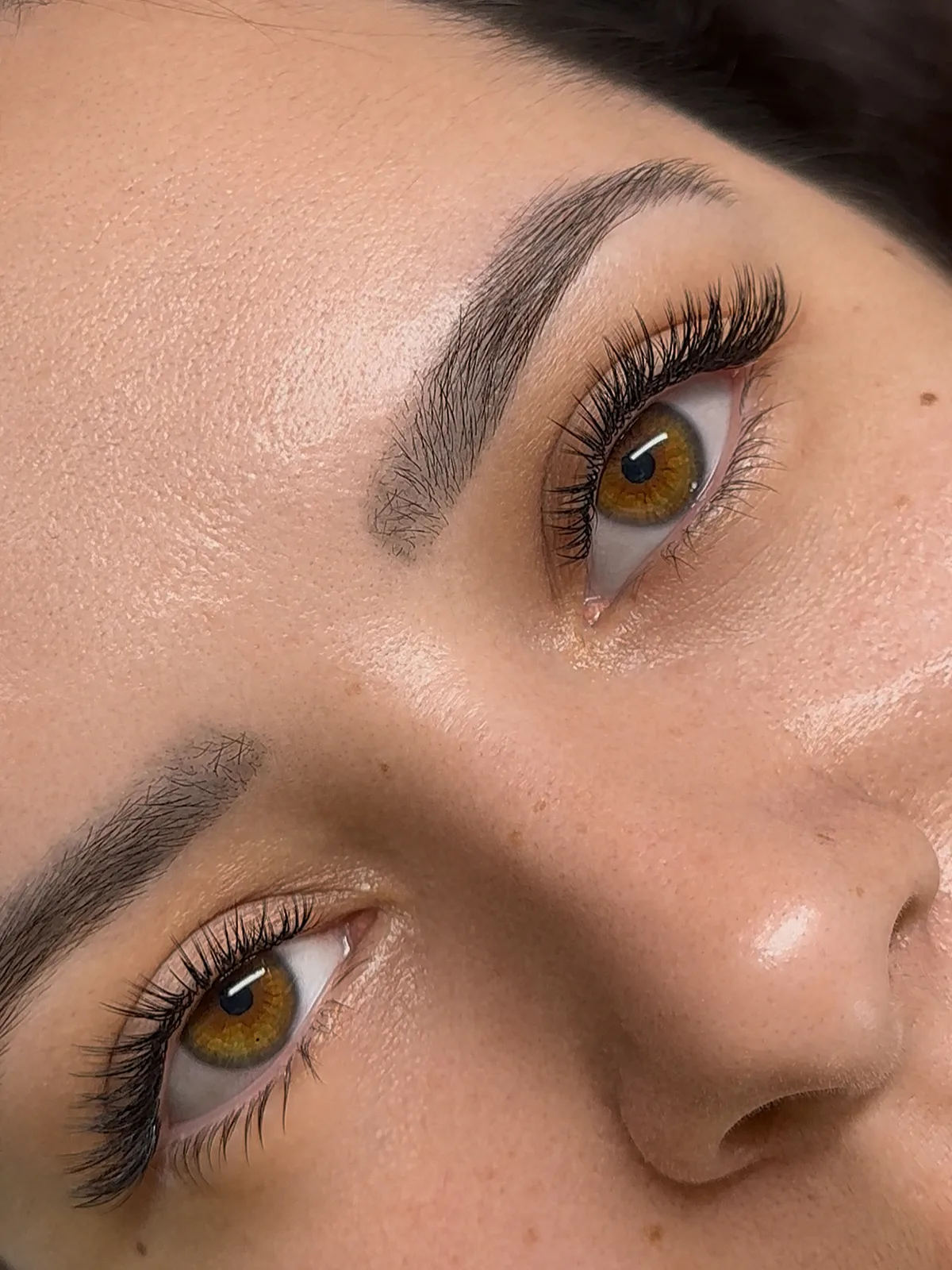 Natural lashes with groomed brows